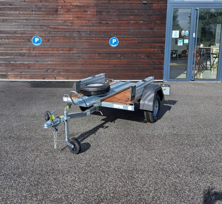 remorque d'occassion porte moto trigano mono pro 350 kg ptac alès bagnols porte-moto nîmes uzès montpellier avignon montélimar